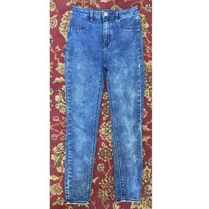 American Eagle Sz 4 Sky High Jegging Super Stretch Acid Wash Skinny Jeans Piping